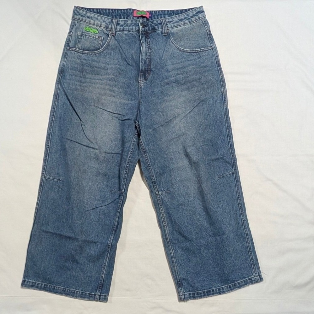 Empyre Loose Fit Wide Leg Skate Jeans Medium Wash Blue Denim Women 16